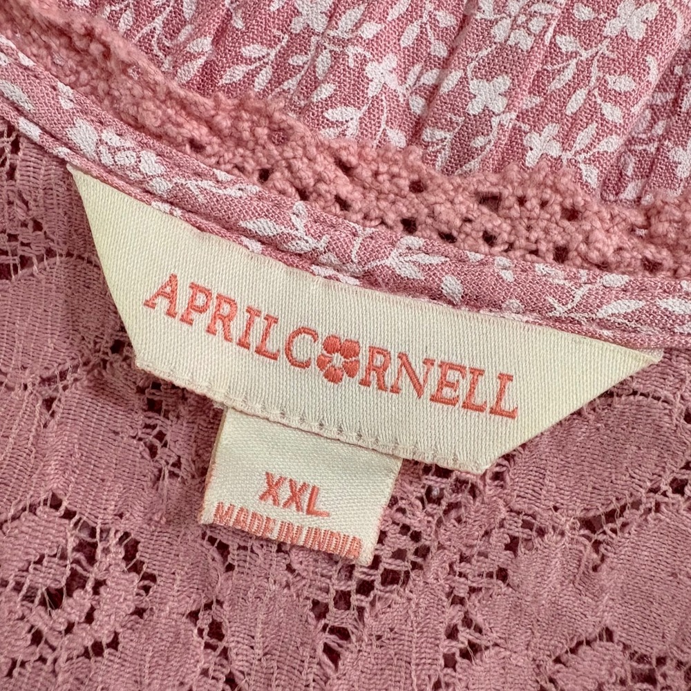 April Cornell Pink Floral Lace Nightgown XXL Sleepwear Cottagecore Prairie - Picture 5 of 6